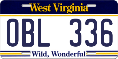 WV license plate OBL336
