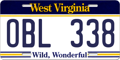 WV license plate OBL338
