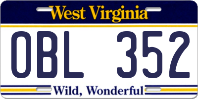 WV license plate OBL352