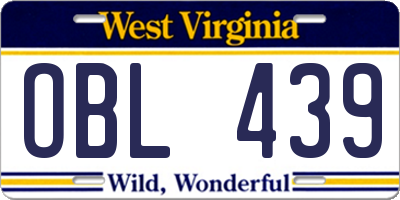 WV license plate OBL439