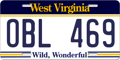 WV license plate OBL469