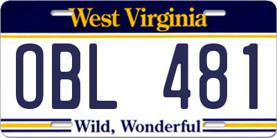 WV license plate OBL481