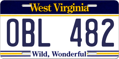 WV license plate OBL482