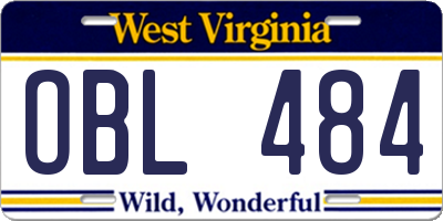 WV license plate OBL484