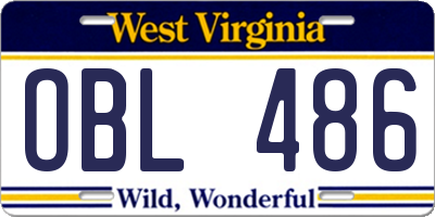 WV license plate OBL486