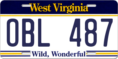 WV license plate OBL487