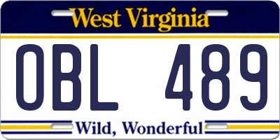 WV license plate OBL489