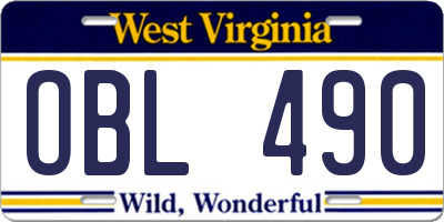 WV license plate OBL490