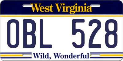 WV license plate OBL528
