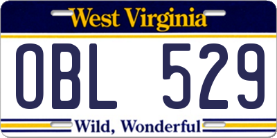 WV license plate OBL529