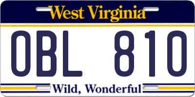 WV license plate OBL810