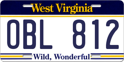 WV license plate OBL812