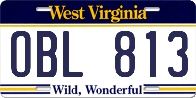 WV license plate OBL813
