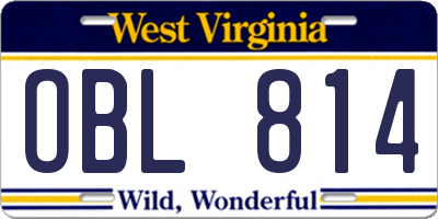 WV license plate OBL814