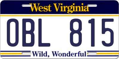 WV license plate OBL815