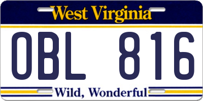 WV license plate OBL816