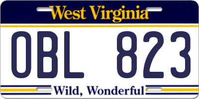 WV license plate OBL823