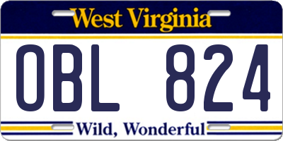 WV license plate OBL824