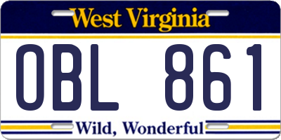 WV license plate OBL861