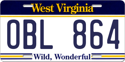 WV license plate OBL864