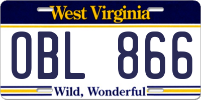 WV license plate OBL866