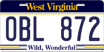 WV license plate OBL872