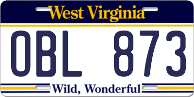 WV license plate OBL873
