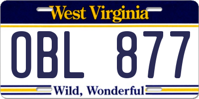 WV license plate OBL877