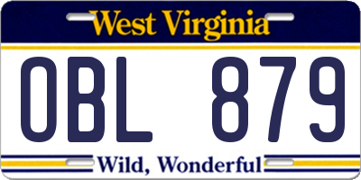 WV license plate OBL879