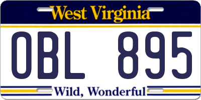 WV license plate OBL895