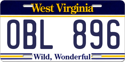 WV license plate OBL896