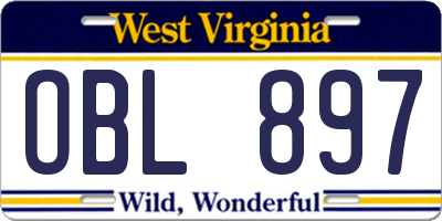 WV license plate OBL897