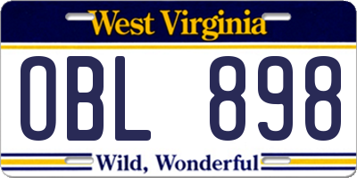 WV license plate OBL898