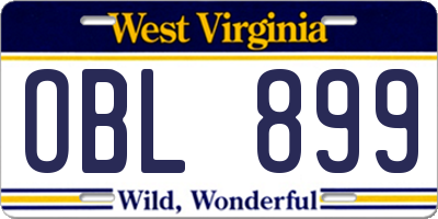 WV license plate OBL899
