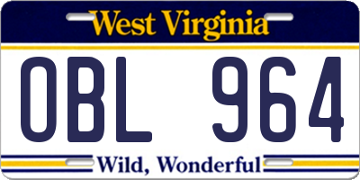 WV license plate OBL964