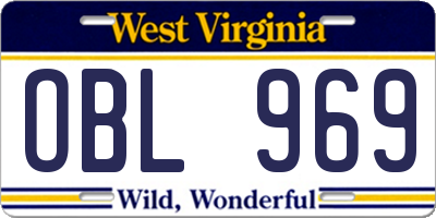 WV license plate OBL969