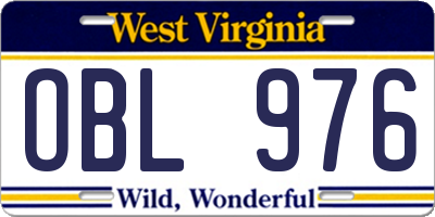 WV license plate OBL976