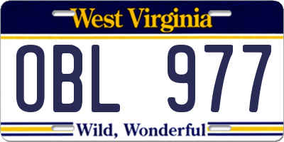 WV license plate OBL977