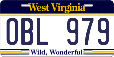 WV license plate OBL979