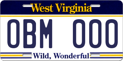 WV license plate OBM000