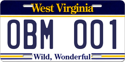 WV license plate OBM001