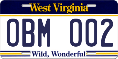 WV license plate OBM002