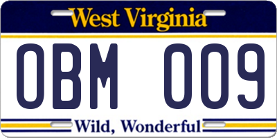 WV license plate OBM009