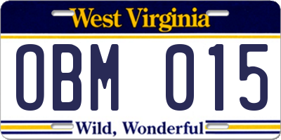 WV license plate OBM015