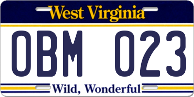 WV license plate OBM023