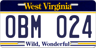 WV license plate OBM024