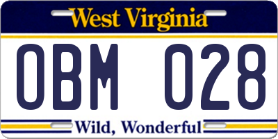 WV license plate OBM028