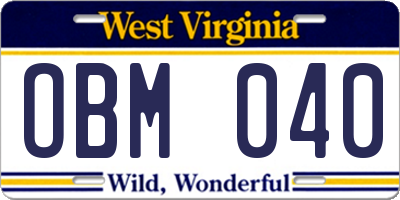 WV license plate OBM040
