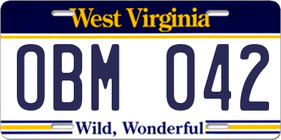 WV license plate OBM042