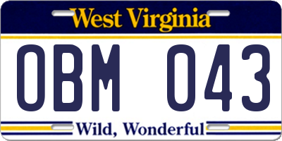 WV license plate OBM043
